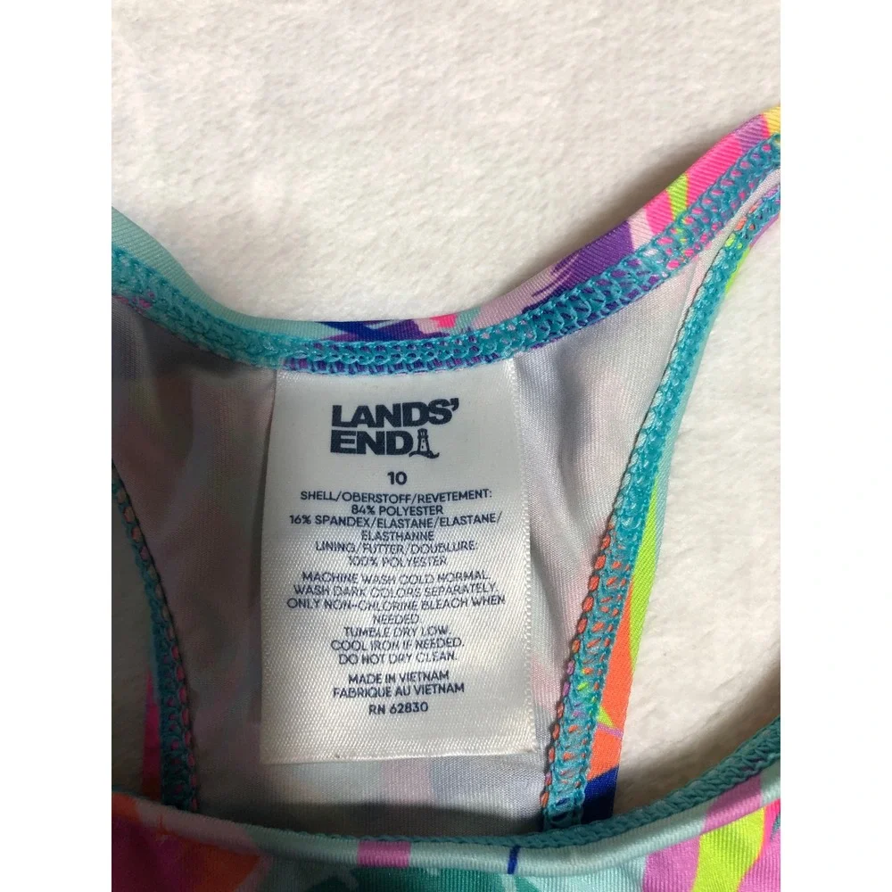 5/$25 Lands' End Tankini Swim Top Kids 10 Multicolor Tropical Floral Racerback